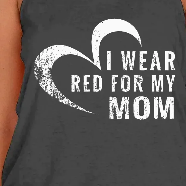 I Wear Red For My Mom Heart Disease Awareness Support Gift Women's Knotted Racerback Tank