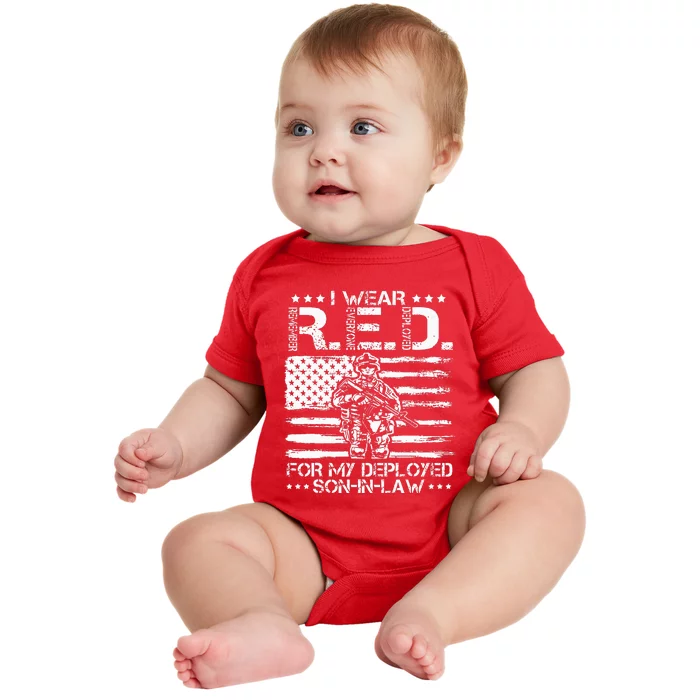 I Wear RED For My Son In Law Remember Everyone Deployed Gift Baby Bodysuit