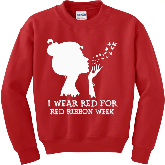 I Wear Red For Red Ribbon Week Awareness American Kids Sweatshirt