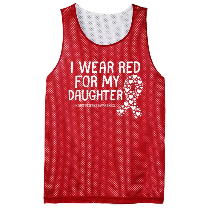 I Wear Red For My Daughter CHD Congenital Heart Disease Mesh Reversible Basketball Jersey Tank