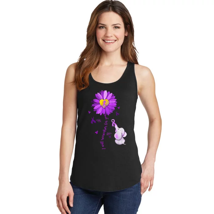 I Will Remember For You Elephant Alzheimers Awareness Ladies Essential Tank