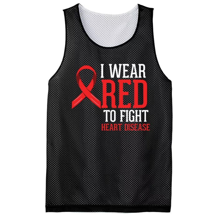 I Wear Red For Heart Disease Awareness Mesh Reversible Basketball Jersey Tank