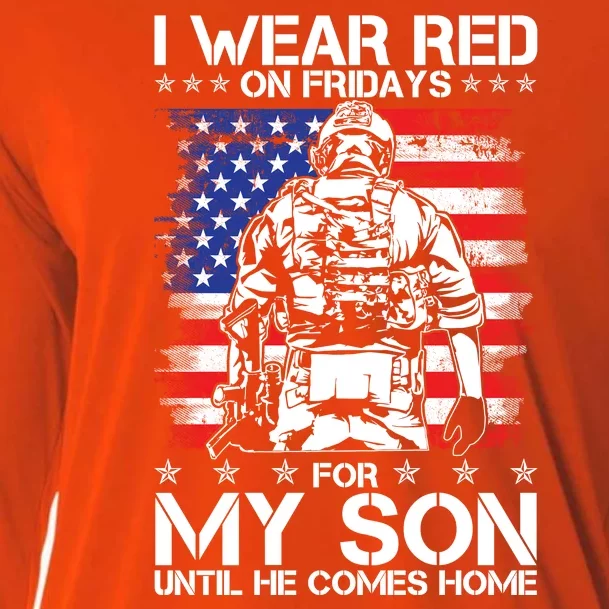 I Wear Red On Fridays For My Son Until He Comes Home Red White And Blue Cooling Performance Long Sleeve Crew