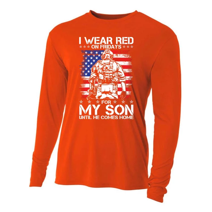 I Wear Red On Fridays For My Son Until He Comes Home Red White And Blue Cooling Performance Long Sleeve Crew