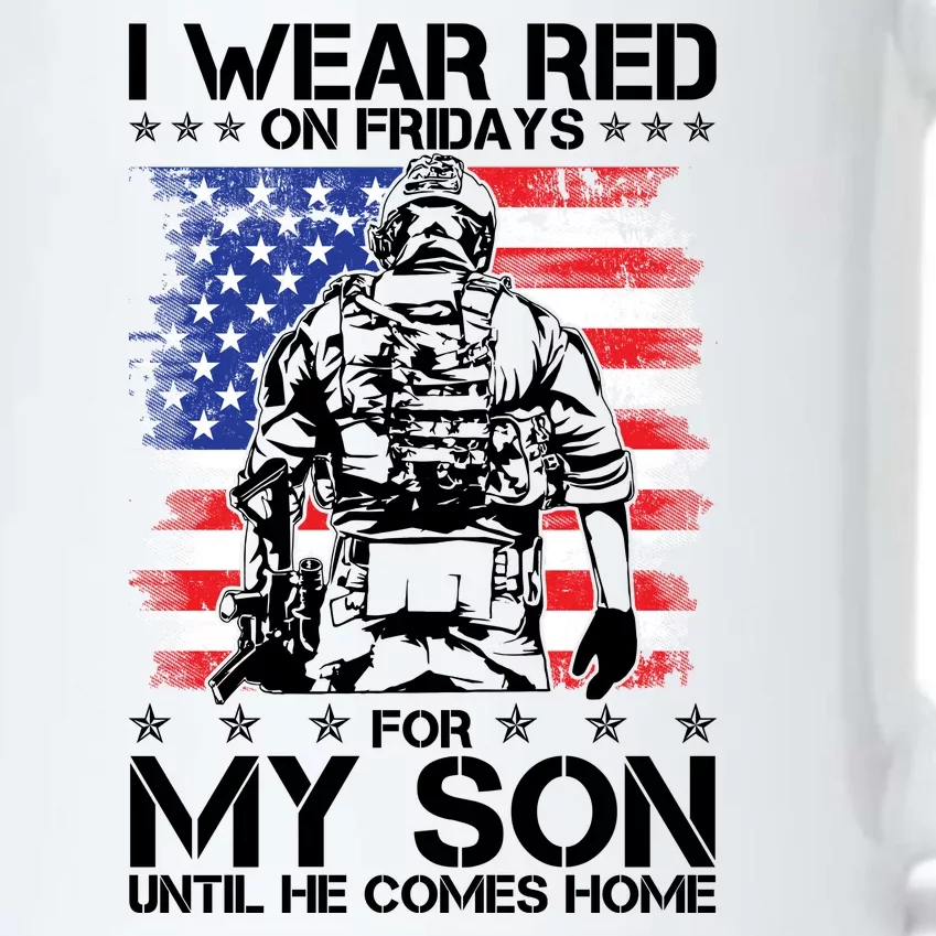 I Wear Red On Fridays For My Son Until He Comes Home Red White And Blue Black Color Changing Mug