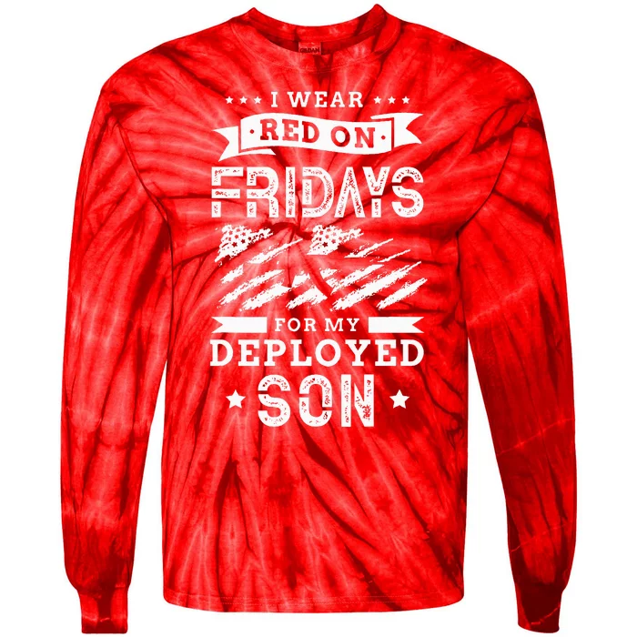 I Wear Red On Fridays For My Deployed Son Soldier Mom Tie-Dye Long Sleeve Shirt