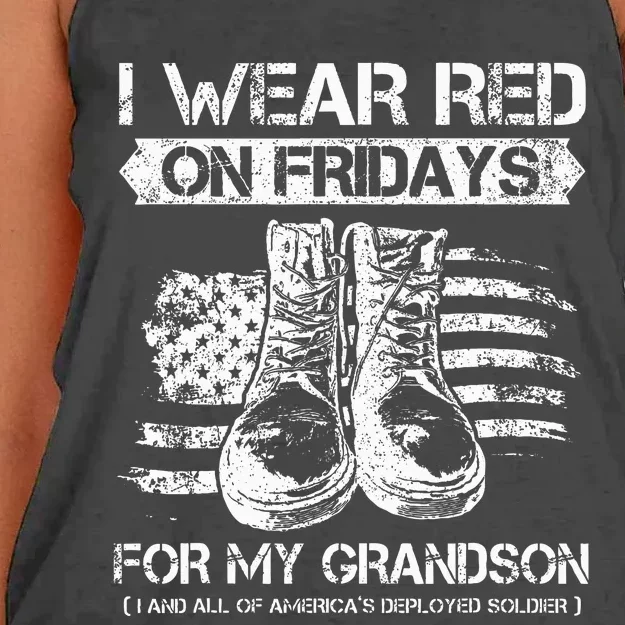 I Wear Red On Fridays For My Grandson Proud US Military Gift Women's Knotted Racerback Tank