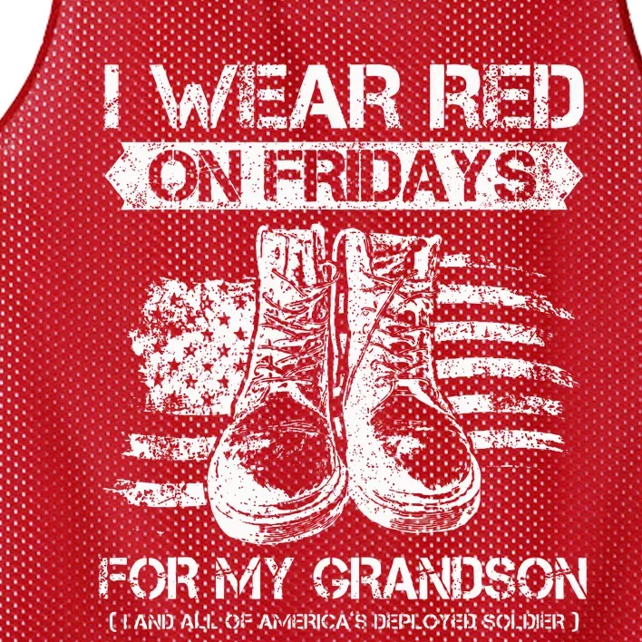 I Wear Red On Fridays For My Grandson Proud US Military Gift Mesh Reversible Basketball Jersey Tank