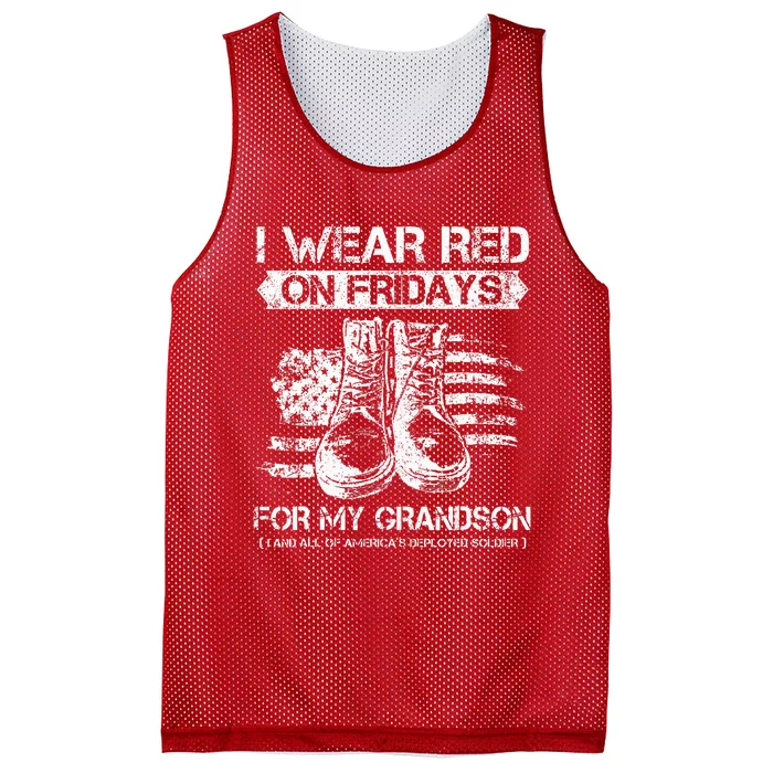 I Wear Red On Fridays For My Grandson Proud US Military Gift Mesh Reversible Basketball Jersey Tank