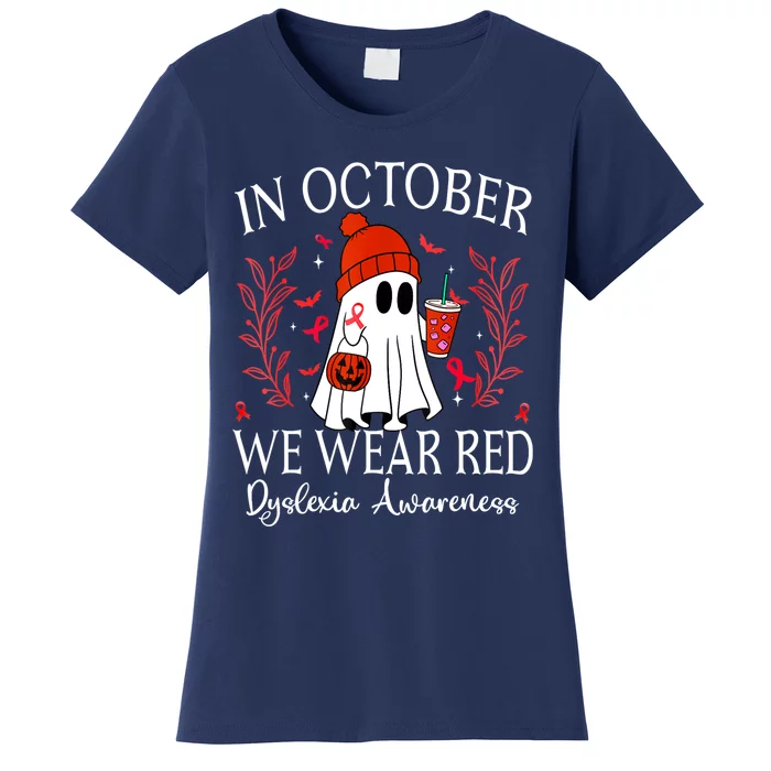 I Wear Red Dyslexia Awareness Month Dyslexia Women's T-Shirt