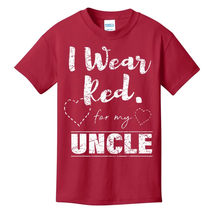 I Wear Red For My Uncle Heart Disease Awareness Gift Kids T-Shirt