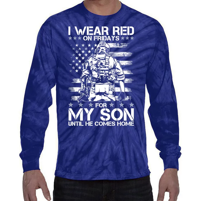 I Wear Red On Fridays For My Son Until He Comes Home Tie-Dye Long Sleeve Shirt