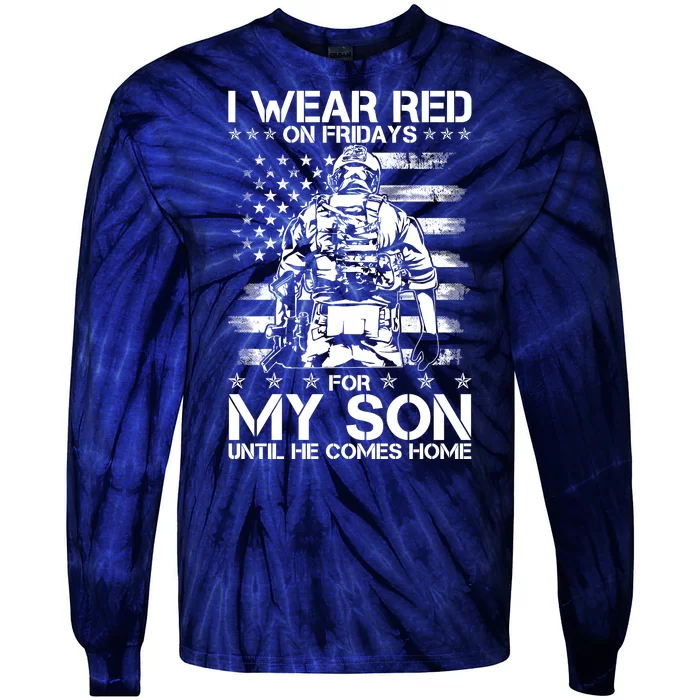 I Wear Red On Fridays For My Son Until He Comes Home Tie-Dye Long Sleeve Shirt