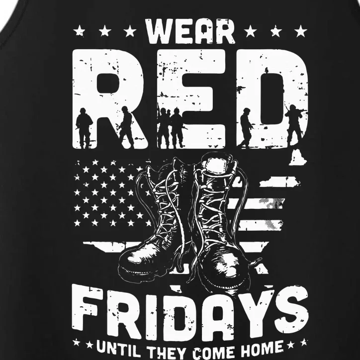 I Wear Red On Fridays Until They Come Home Duty US Military Performance Tank