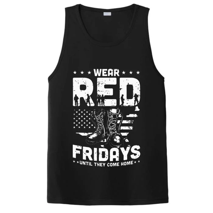 I Wear Red On Fridays Until They Come Home Duty US Military Performance Tank