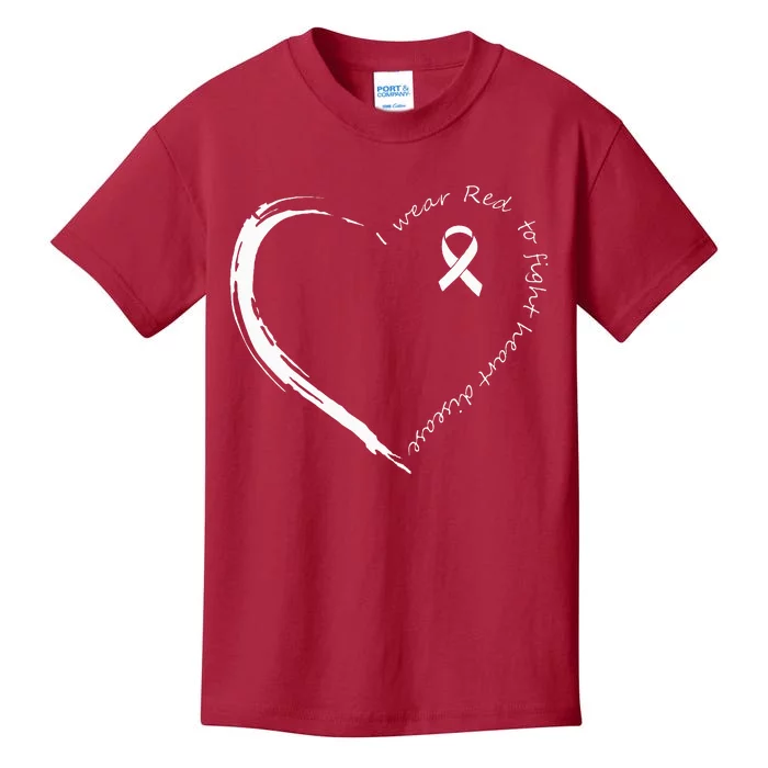 I Wear Red To Fight Heart Disease Awareness Kids T-Shirt