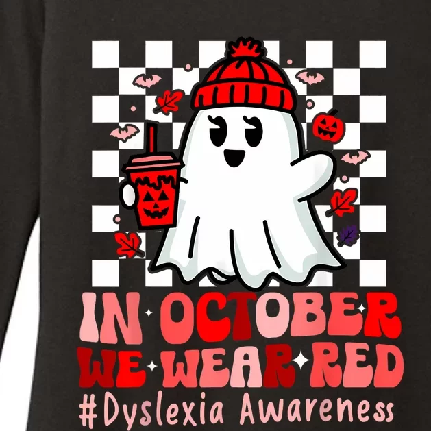 I Wear Red Dyslexia Awareness Month Ghost Halloween Womens CVC Long Sleeve Shirt