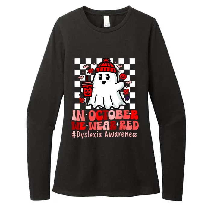 I Wear Red Dyslexia Awareness Month Ghost Halloween Womens CVC Long Sleeve Shirt