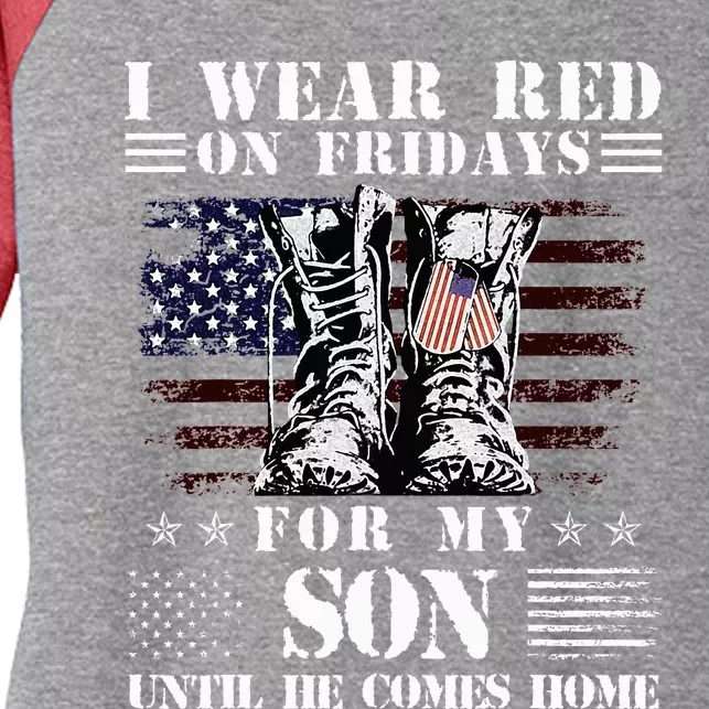 I Wear Red On Fridays For My SON Until He Comes Home Women's Tri-Blend 3/4-Sleeve Raglan Shirt