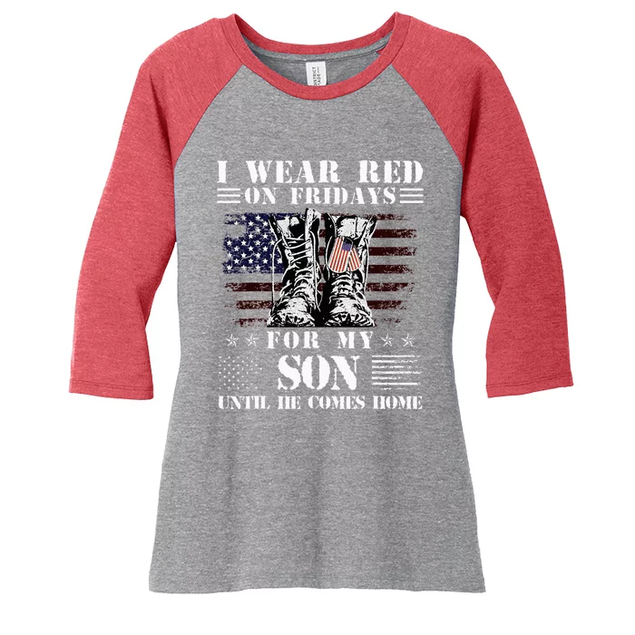 I Wear Red On Fridays For My SON Until He Comes Home Women's Tri-Blend 3/4-Sleeve Raglan Shirt