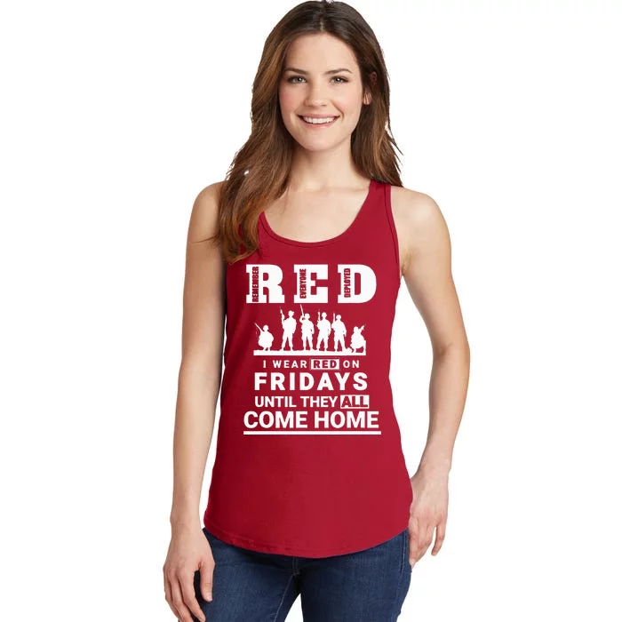 I Wear Red On Fridays Until They All Come Home Ladies Essential Tank