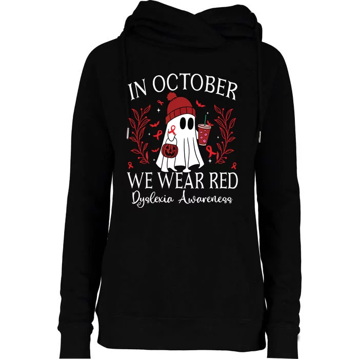 I Wear Red Dyslexia Awareness Month Dyslexia Womens Funnel Neck Pullover Hood