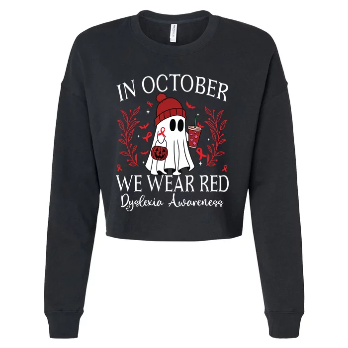 I Wear Red Dyslexia Awareness Month Dyslexia Cropped Pullover Crew