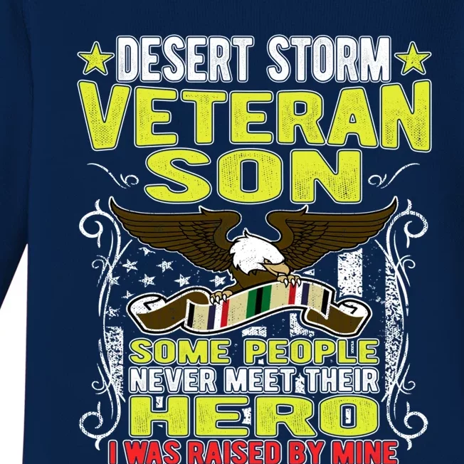 I Was Raised By Mine Great Gift Proud Desert Storm Veteran Son Funny Gift Cool G Baby Long Sleeve Bodysuit