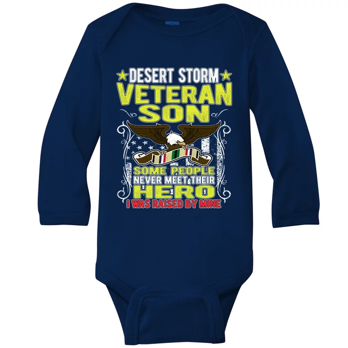 I Was Raised By Mine Great Gift Proud Desert Storm Veteran Son Funny Gift Cool G Baby Long Sleeve Bodysuit