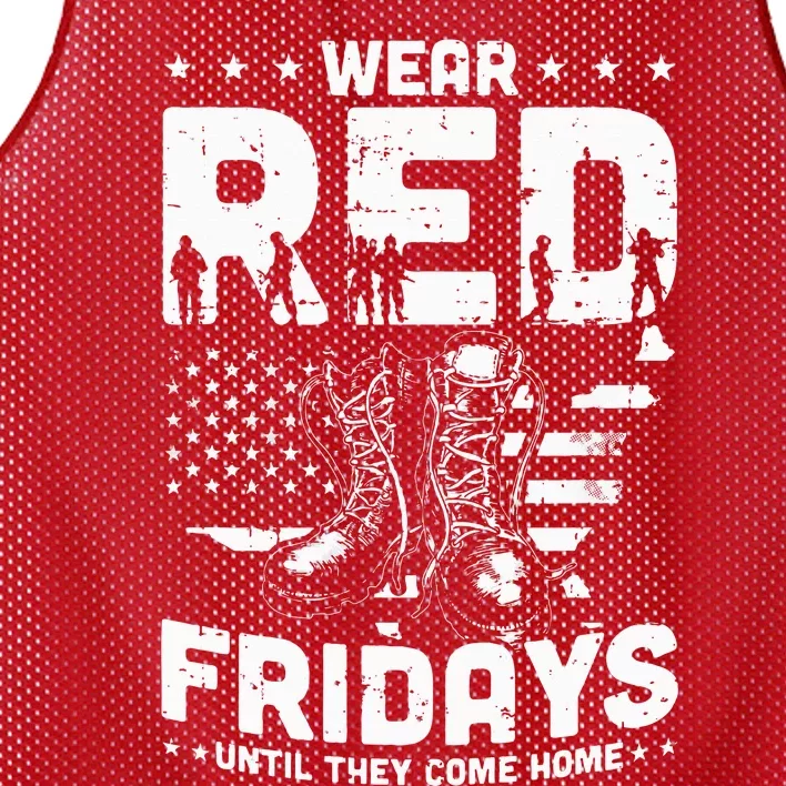 I Wear Red On Fridays Until They Come Home Duty US Military Mesh Reversible Basketball Jersey Tank