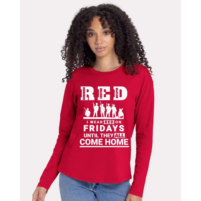 I wear Red On Fridays Until They All Come Home Womens Cotton Relaxed Long Sleeve T-Shirt