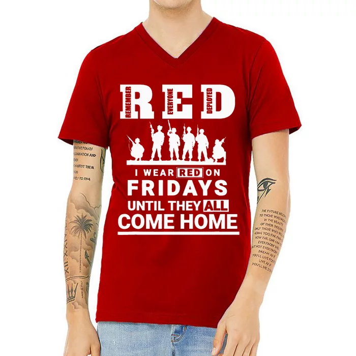 I wear Red On Fridays Until They All Come Home V-Neck T-Shirt