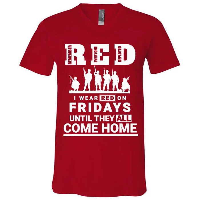 I wear Red On Fridays Until They All Come Home V-Neck T-Shirt