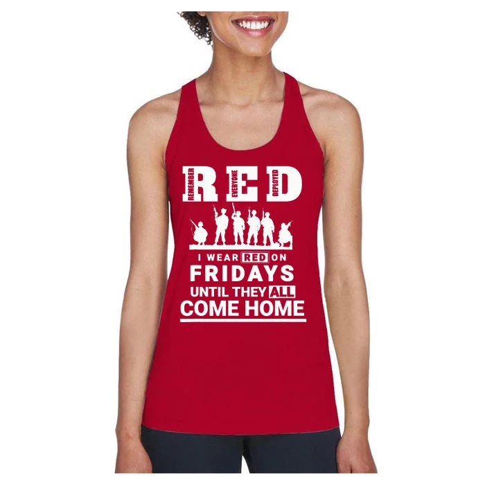 I wear Red On Fridays Until They All Come Home Women's Racerback Tank