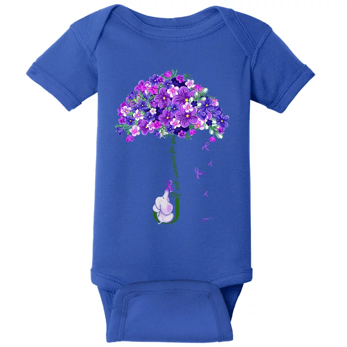 I Will Remember For You Purple Flower Alzheimers Awareness Baby Bodysuit