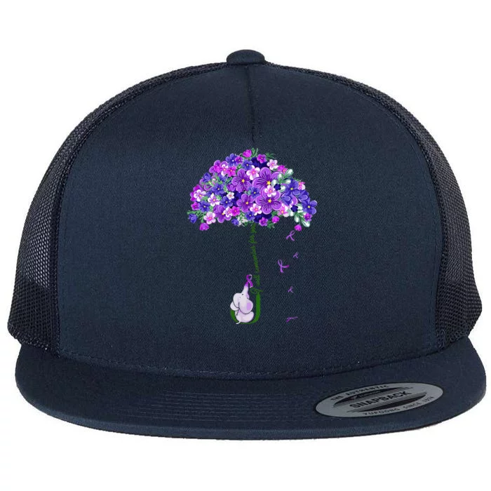 I Will Remember For You Purple Flower Alzheimers Awareness Flat Bill Trucker Hat