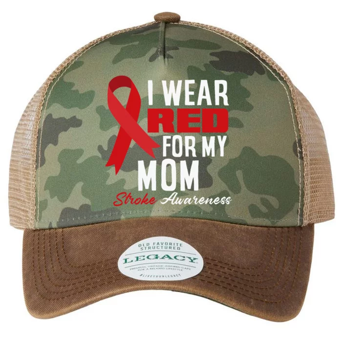 I Wear Red For My Mom Stroke Warrior Mom Stroke Awareness Legacy Tie Dye Trucker Hat