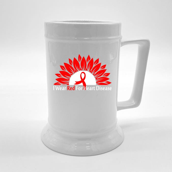 I Wear Red For Heart Disease Awareness Month Gift Front & Back Beer Stein