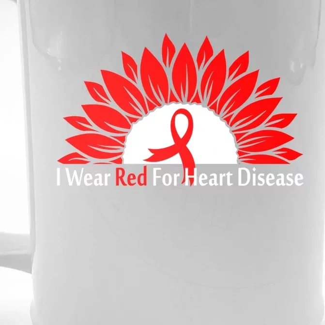 I Wear Red For Heart Disease Awareness Month Gift Front & Back Beer Stein