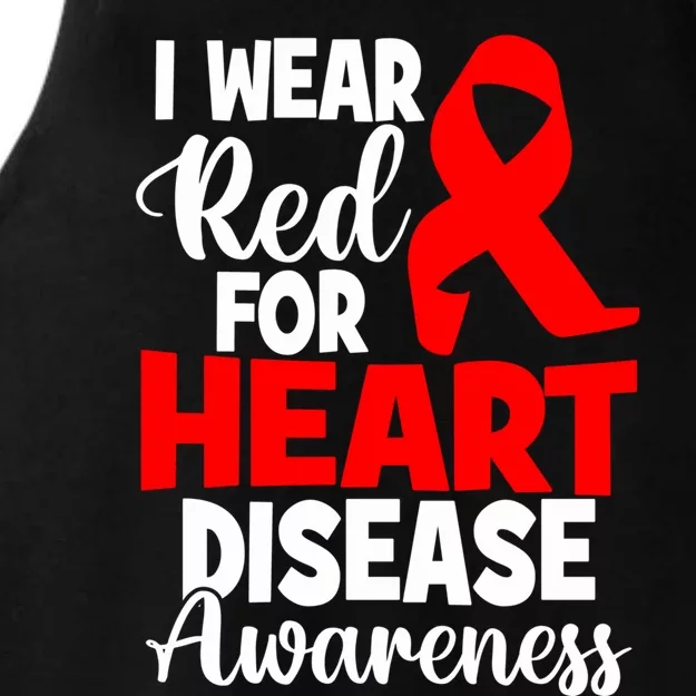 I Wear Red For Heart Disease Awareness Month Gift Ladies Tri-Blend Wicking Tank