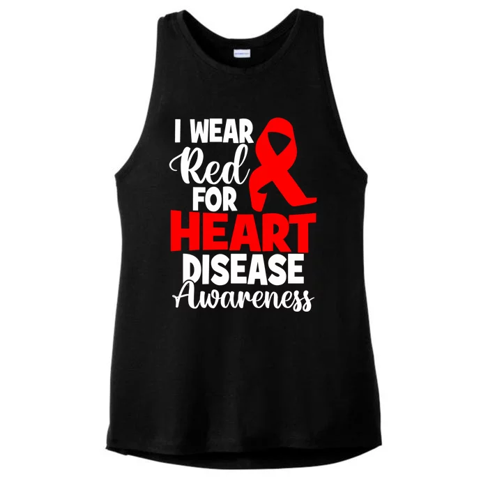 I Wear Red For Heart Disease Awareness Month Gift Ladies Tri-Blend Wicking Tank