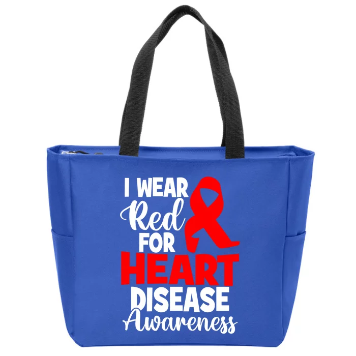 I Wear Red For Heart Disease Awareness Month Gift Zip Tote Bag