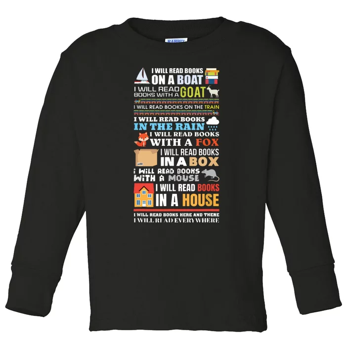 I Will Read Books On A Boat Reading ,Gift For Readers Toddler Long Sleeve Shirt