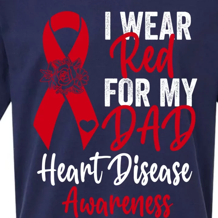 I Wear Red For My Dad Heart Disease Awareness Ribbon Cute Gift Sueded Cloud Jersey T-Shirt