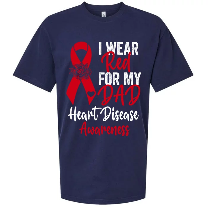 I Wear Red For My Dad Heart Disease Awareness Ribbon Cute Gift Sueded Cloud Jersey T-Shirt