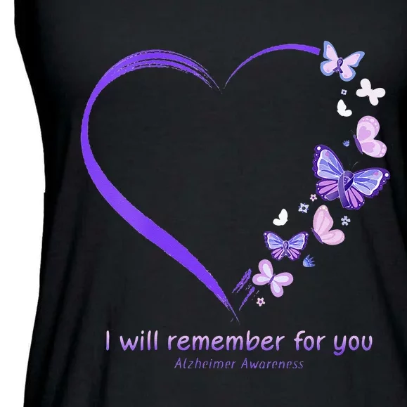 I Will Remember For You Butterfly Alzheimers Awareness Ladies Essential Flowy Tank