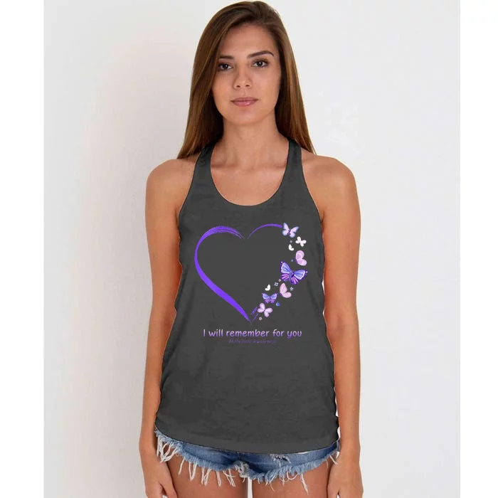 I Will Remember For You Butterfly Alzheimers Awareness Women's Knotted Racerback Tank