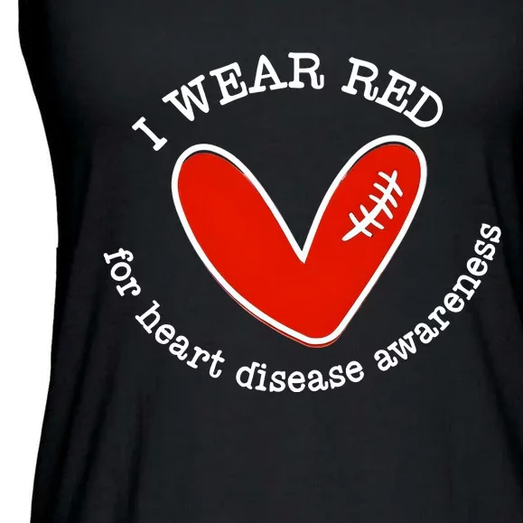 I Wear Red For Heart Disease Awareness Month Ladies Essential Flowy Tank