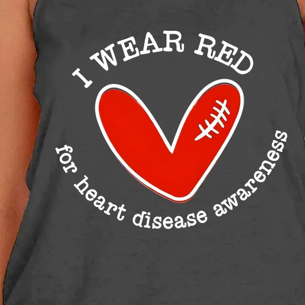 I Wear Red For Heart Disease Awareness Month Women's Knotted Racerback Tank