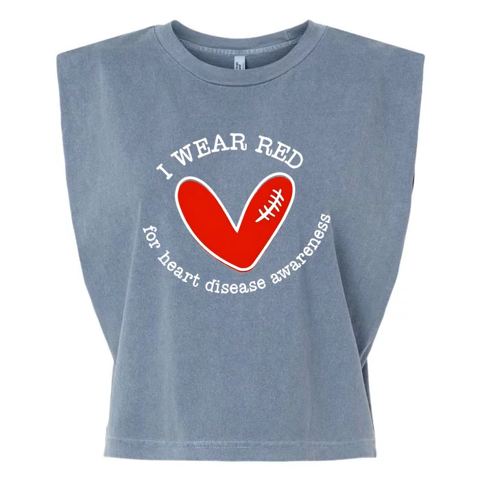 I Wear Red For Heart Disease Awareness Month Garment-Dyed Women's Muscle Tee